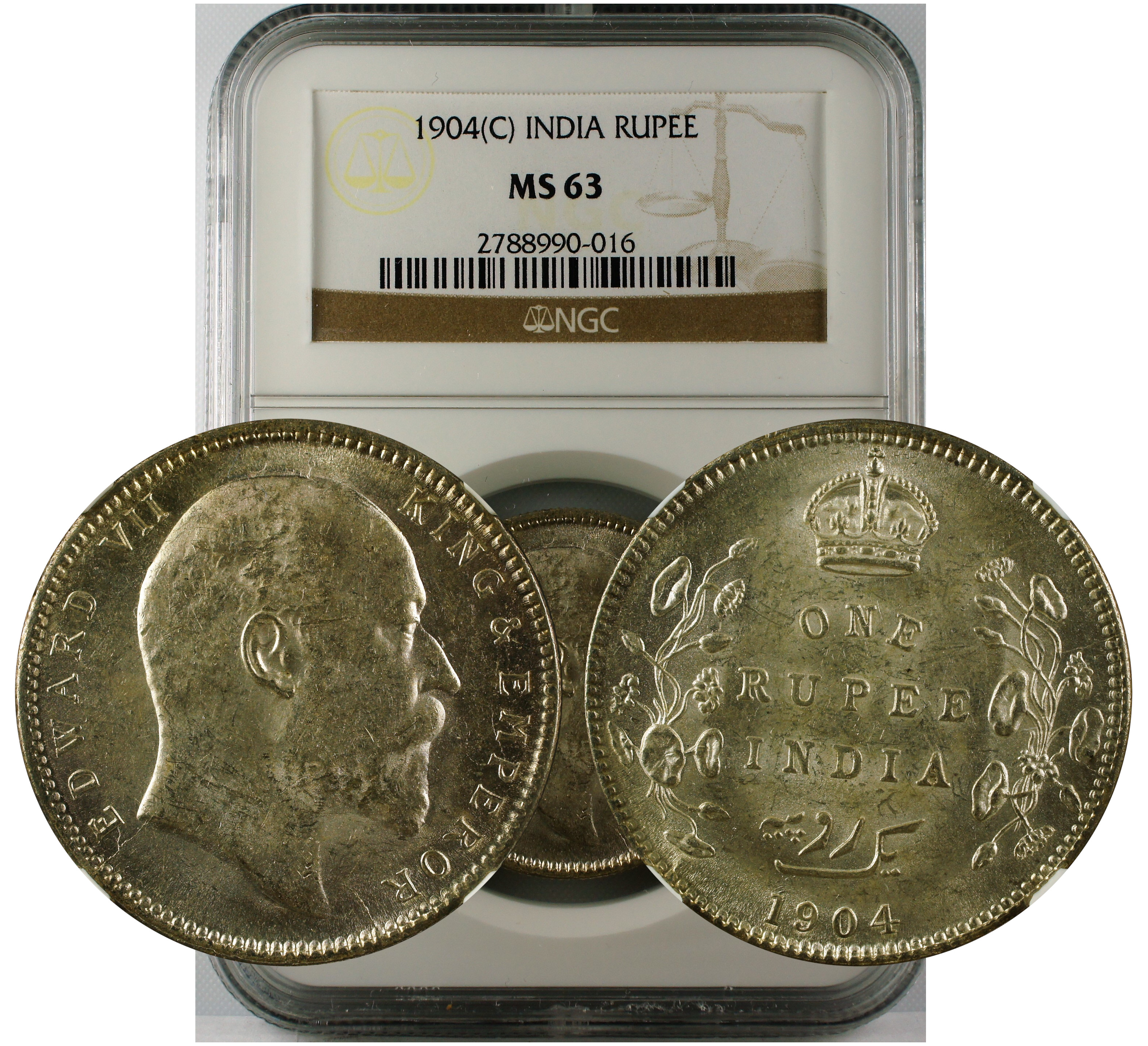 1904 C INDIA RUPEE MS63