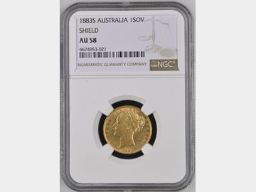 1883 VICTORIA SYDNEY MINT GOLD SOVEREIGN AU58