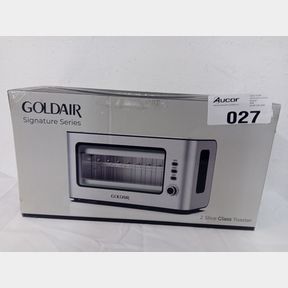 GOLDAIR 2 SLICE STAINLESS STEEL TOASTER WITH GLASS WINDOW - GTT-2000