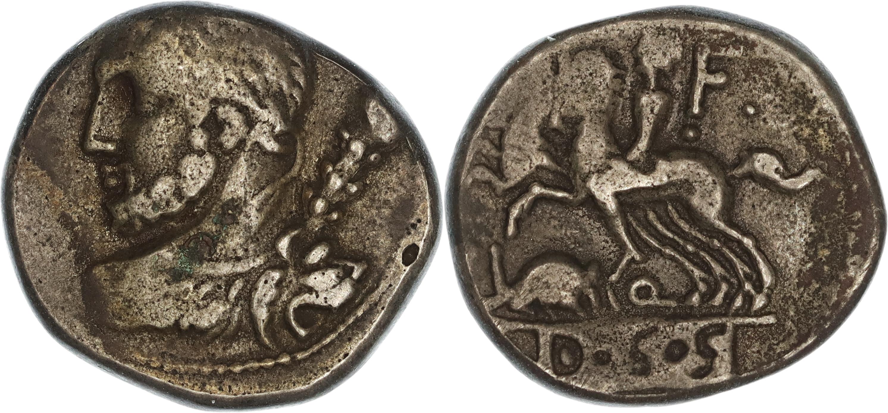 Roman Republic, Ti. Quinctius, Silver Denarius, 112-111 BC, gF-nVF