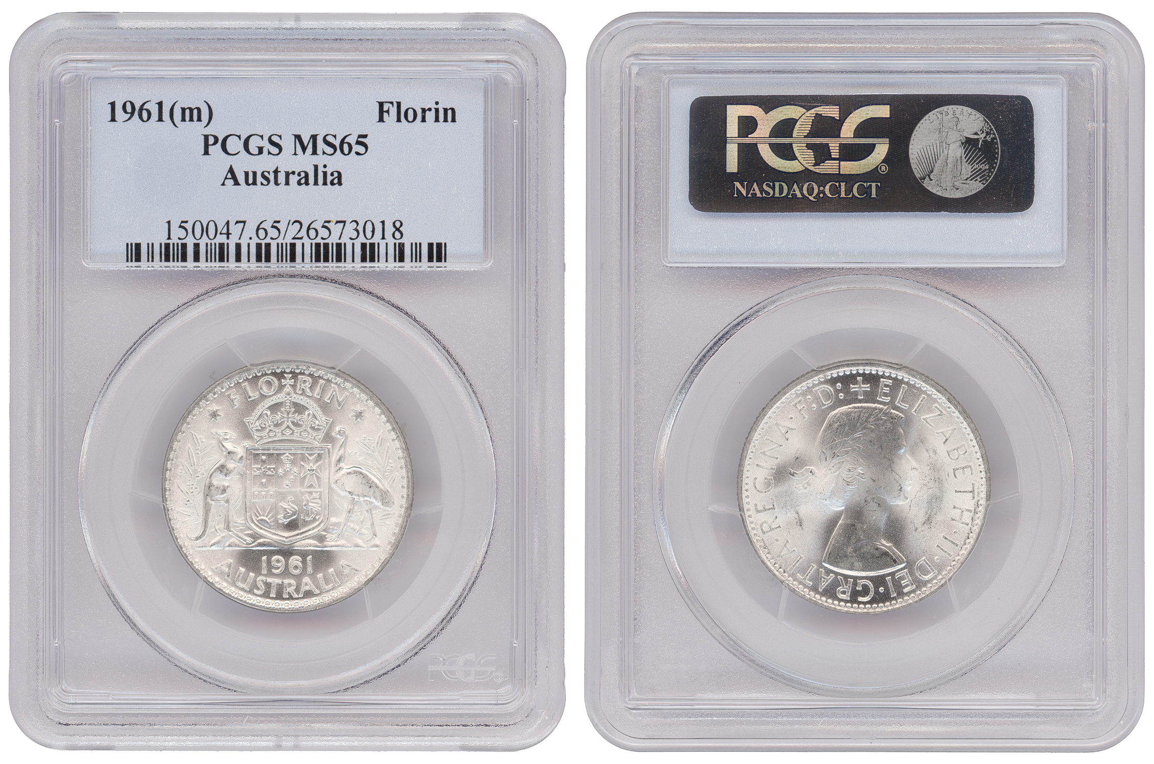 323 · Elizabeth II, Florin, 1961(m), PCGS MS65