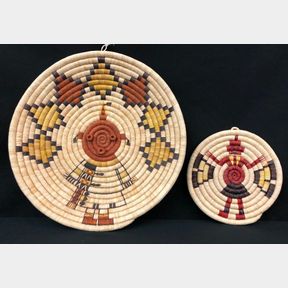 Two Mudhead Themed Hopi Coiled Baskets