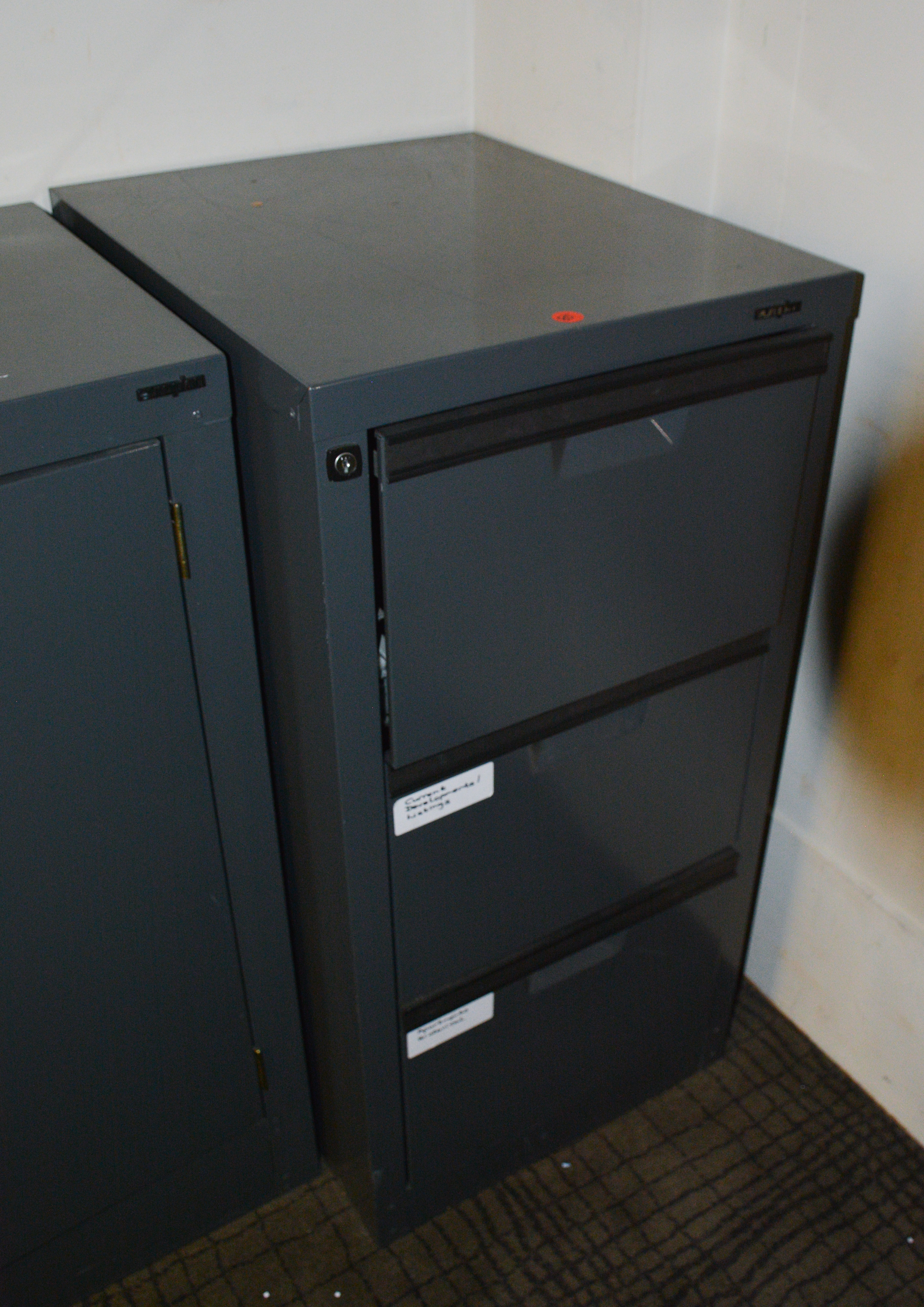 Three Drawer Metal Filing Cabinet — sold at auction in New Zealand for $20