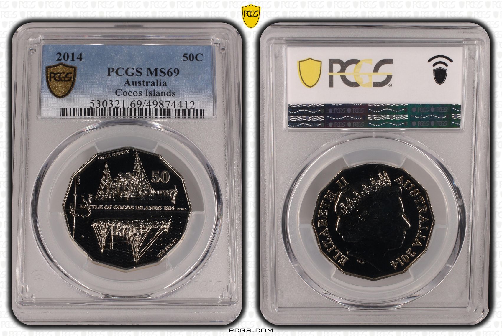 Cocos Islands, Fifty Cent, 2014, PCGS MS69