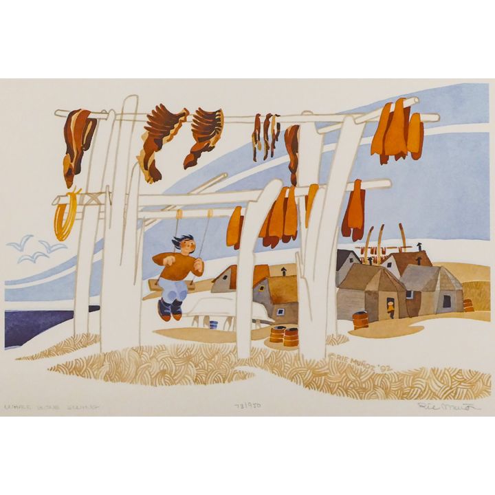 Rie Munoz ''Whale Bone Swing'' 1992 Signed Print 12.75'' x 17.25'' Sheet.