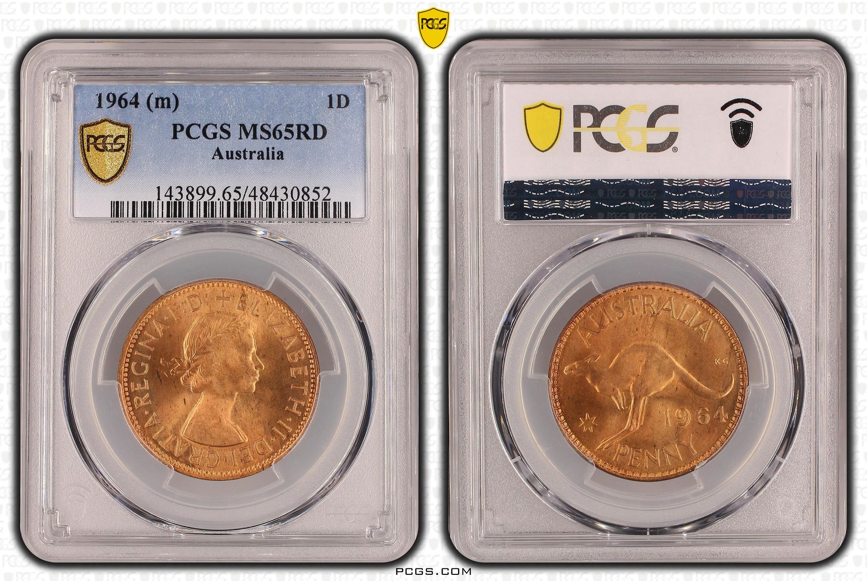 Elizabeth II, Penny, 1964, PCGS MS65RD