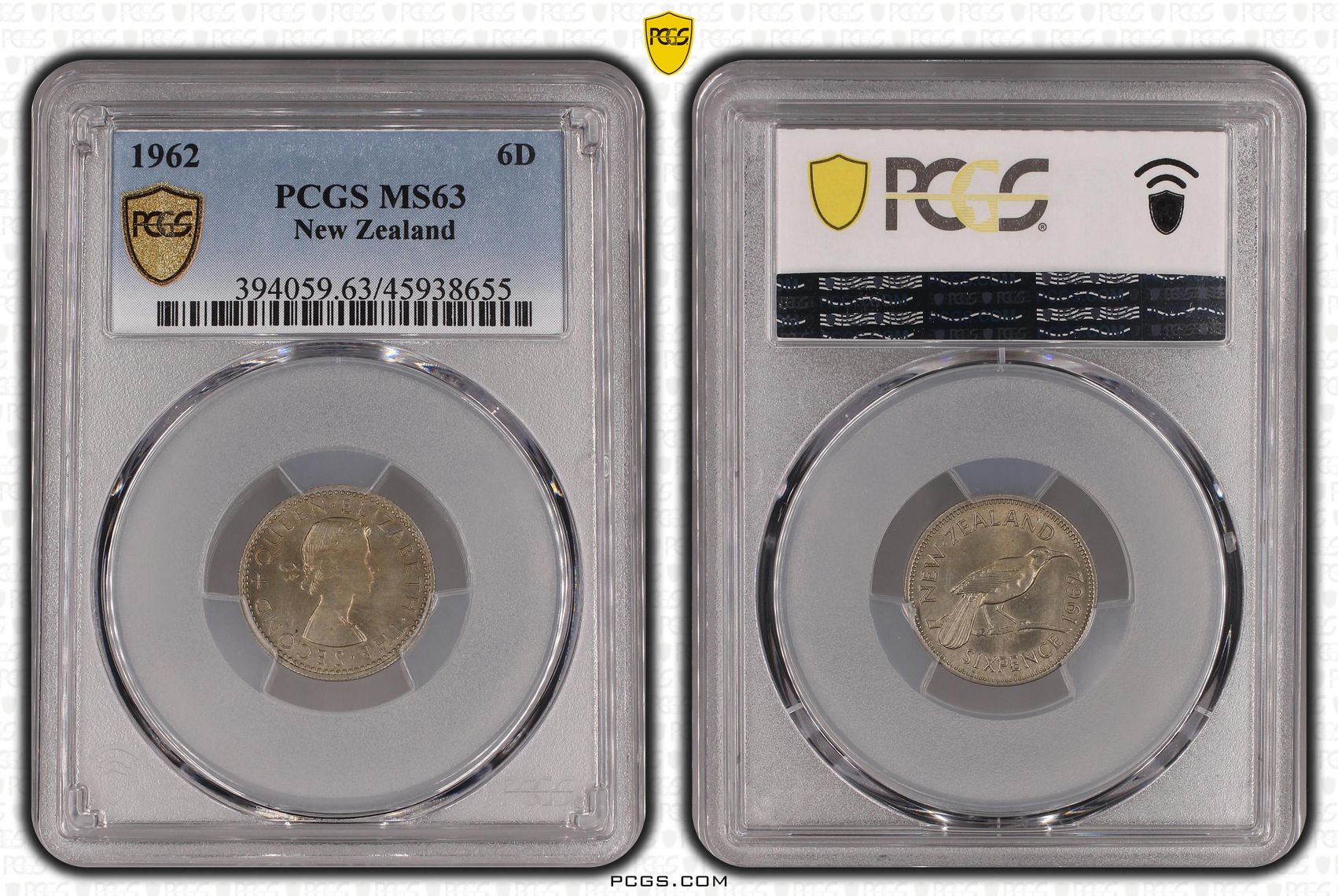 1962 New Zealand Sixpence PCGS - MS63 -655