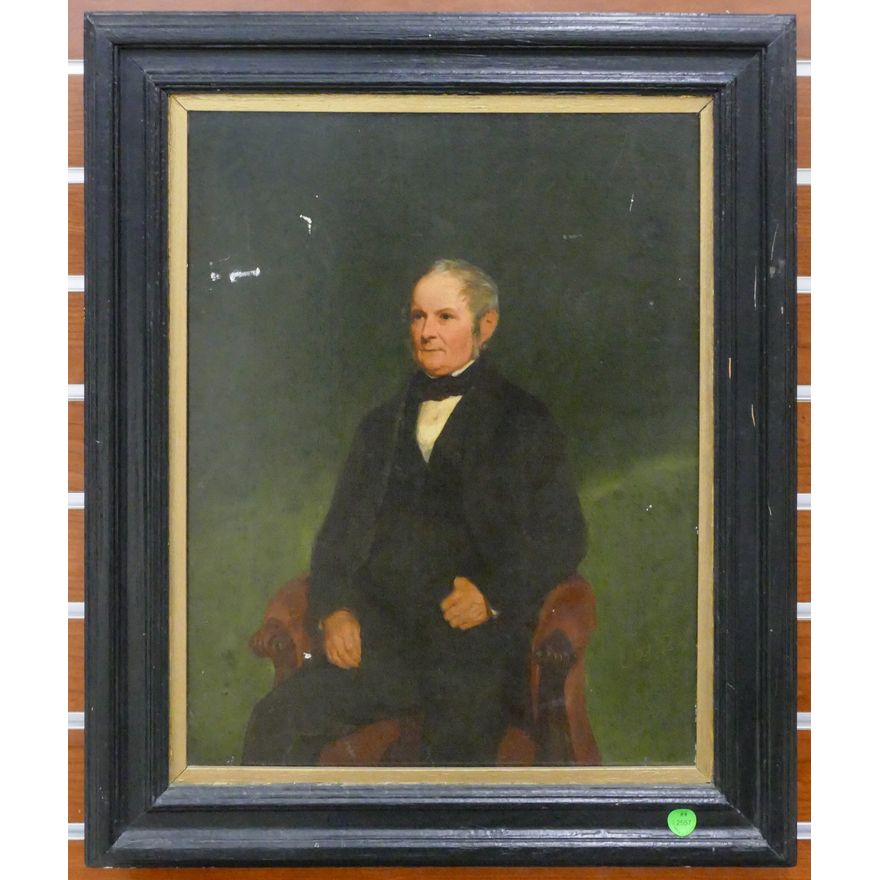 Antique ''Seated Portrait of a Gentleman'' 1862 Oil on Board