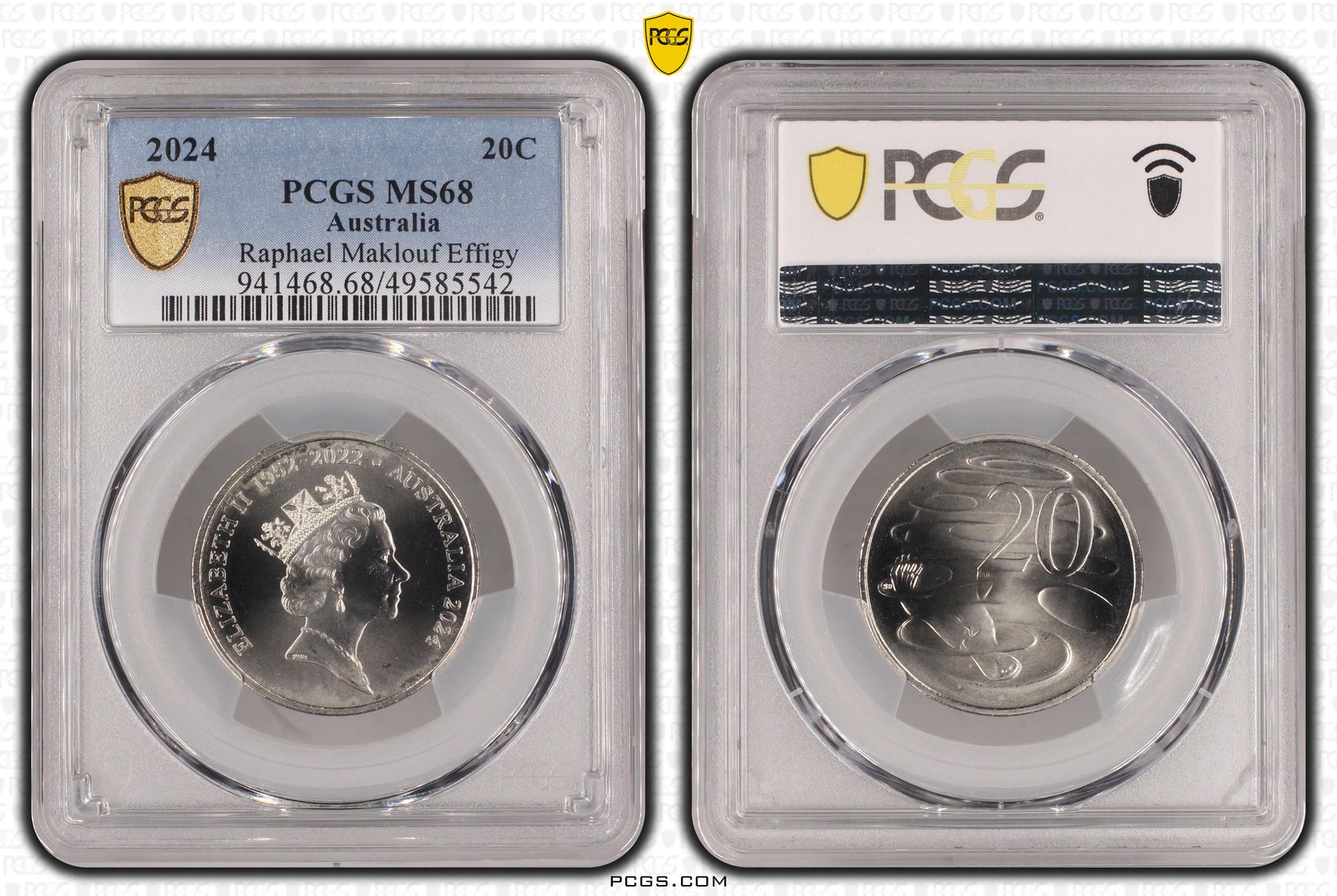 174 · Elizabeth II, Raphael Maklouf Effigy , Twenty Cent, 2024, PCGS MS68