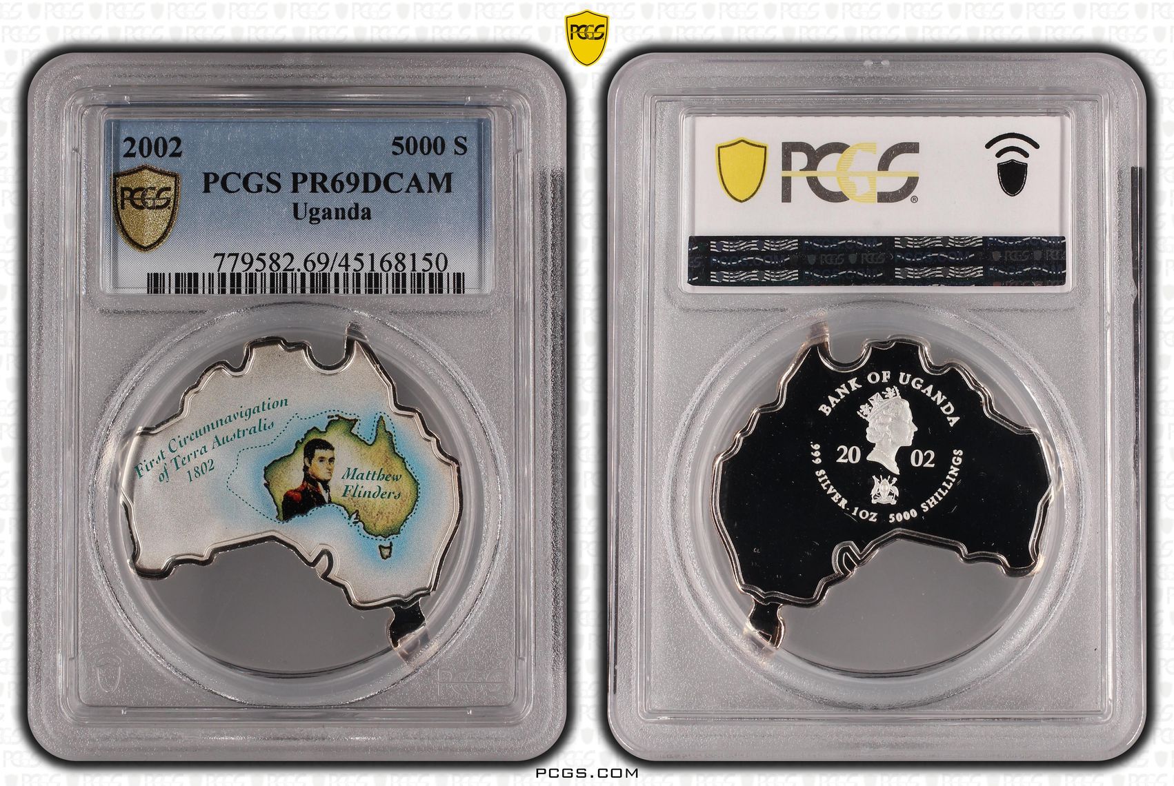 Uganda, Terra Australis, POP 2/0, Five Thousand Shillings, 2002, PCGS PR69DCAM