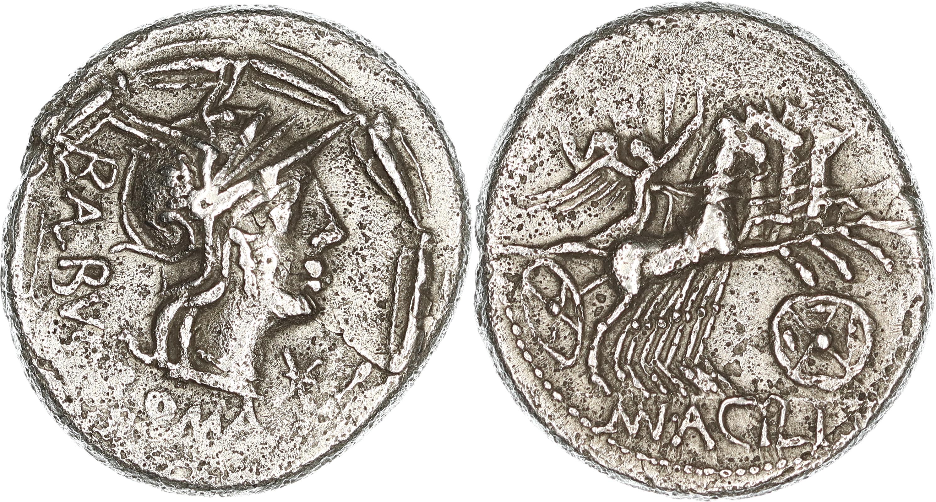 Roman Republic, Mn. Acilius Balbus, Silver Denarius, 125 BC, nVF