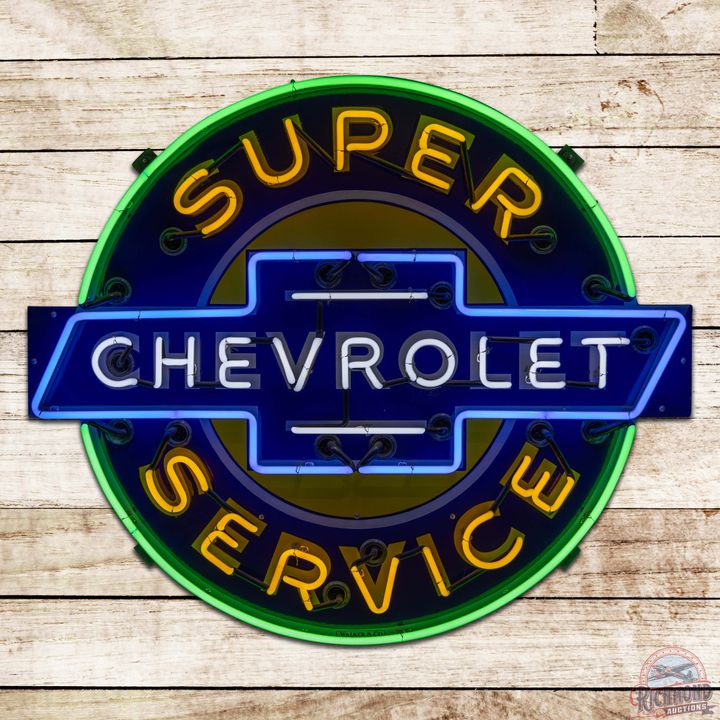 Incredible Chevrolet Super Service 42" Single Sided Porcelain Neon Sign