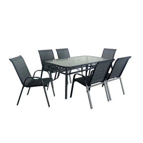 Arabella 7 Piece Outdoor Dining Set Charcoal | 2 CHAIRS SLIGHTLY TORN ON SEAT