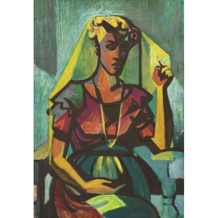 Jack McLarty ''Untitled'' (Woman Smoking) 1950's Oil