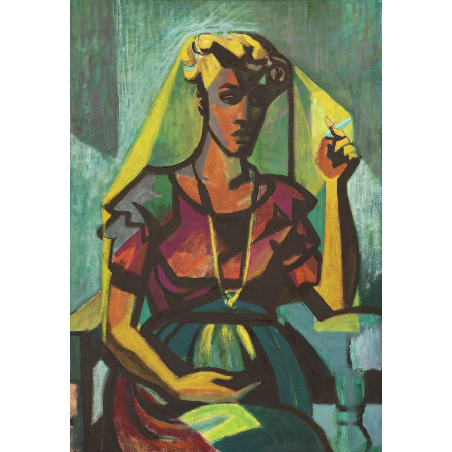 Jack McLarty ''Untitled'' (Woman Smoking) 1950's Oil