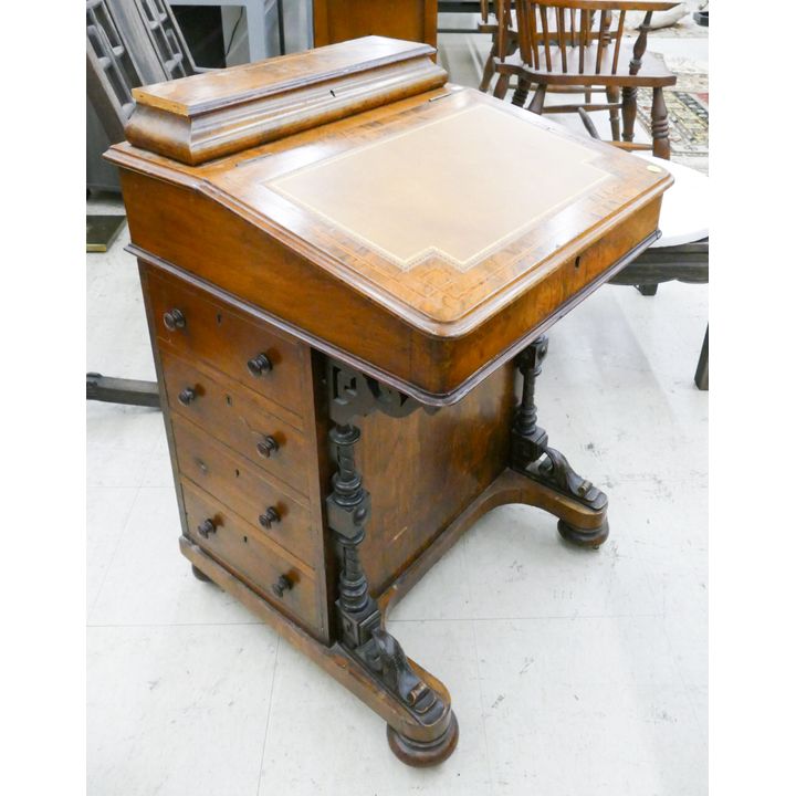 Antique English Inlaid Walnut Davenport Desk- 32x22x22''