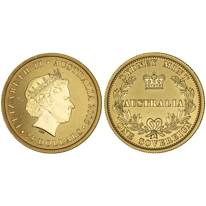 Elizabeth II, Sydney Mint Sovereign, Twenty-Five Dollars, 2005-S, FDC