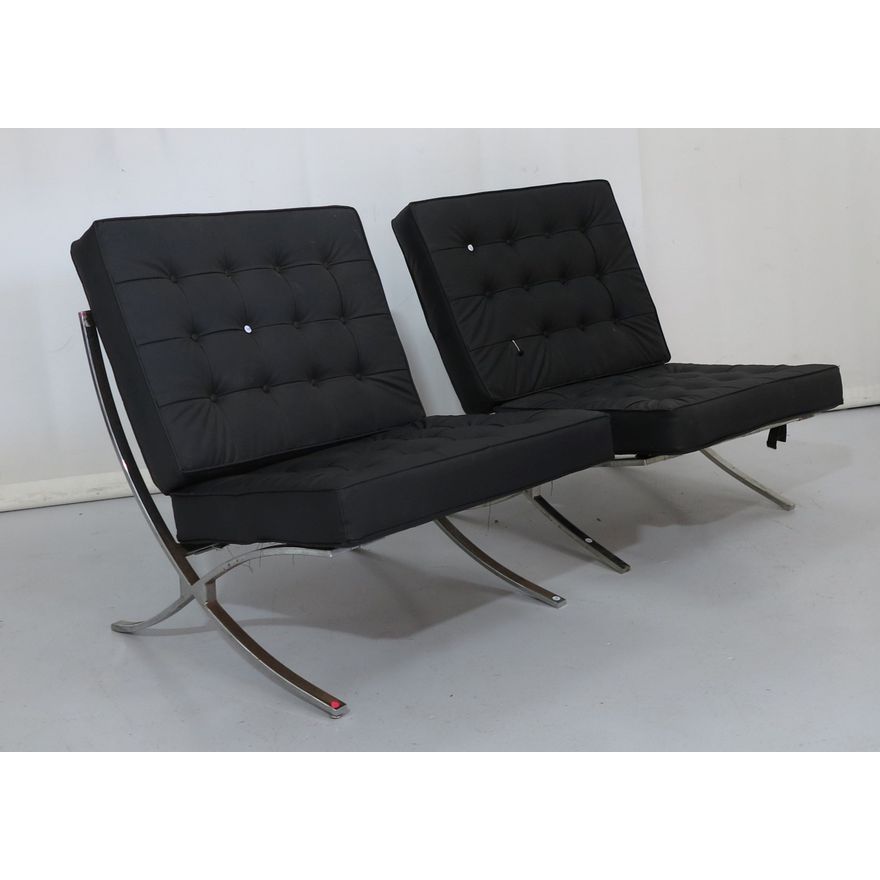 PAIR OF BARCELONA STYLE LOUNGE CHAIRS