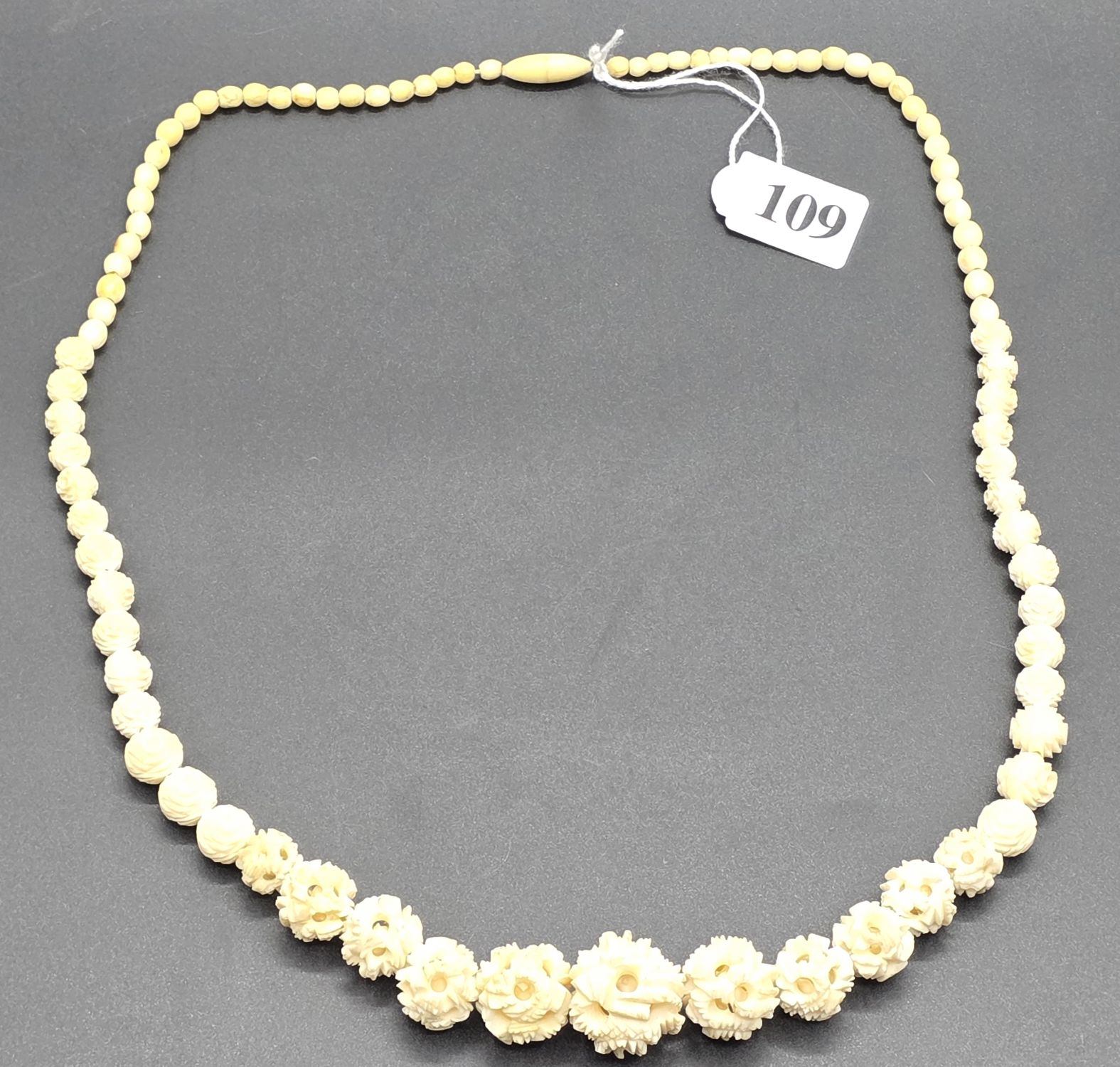 Antique Carved Ivory Necklace