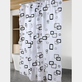 Square Print Shower Curtain With 12pcs Hook Blue/Red |