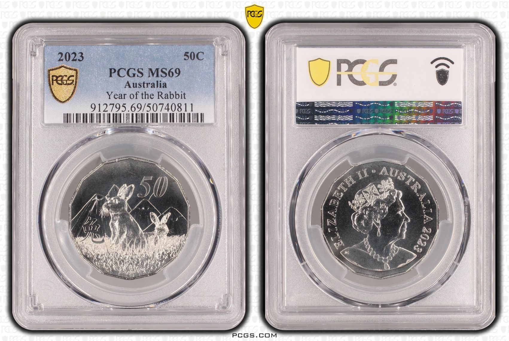 Year of the Rabbit POP 11/0, Fifty Cent, 2023, PCGS MS69