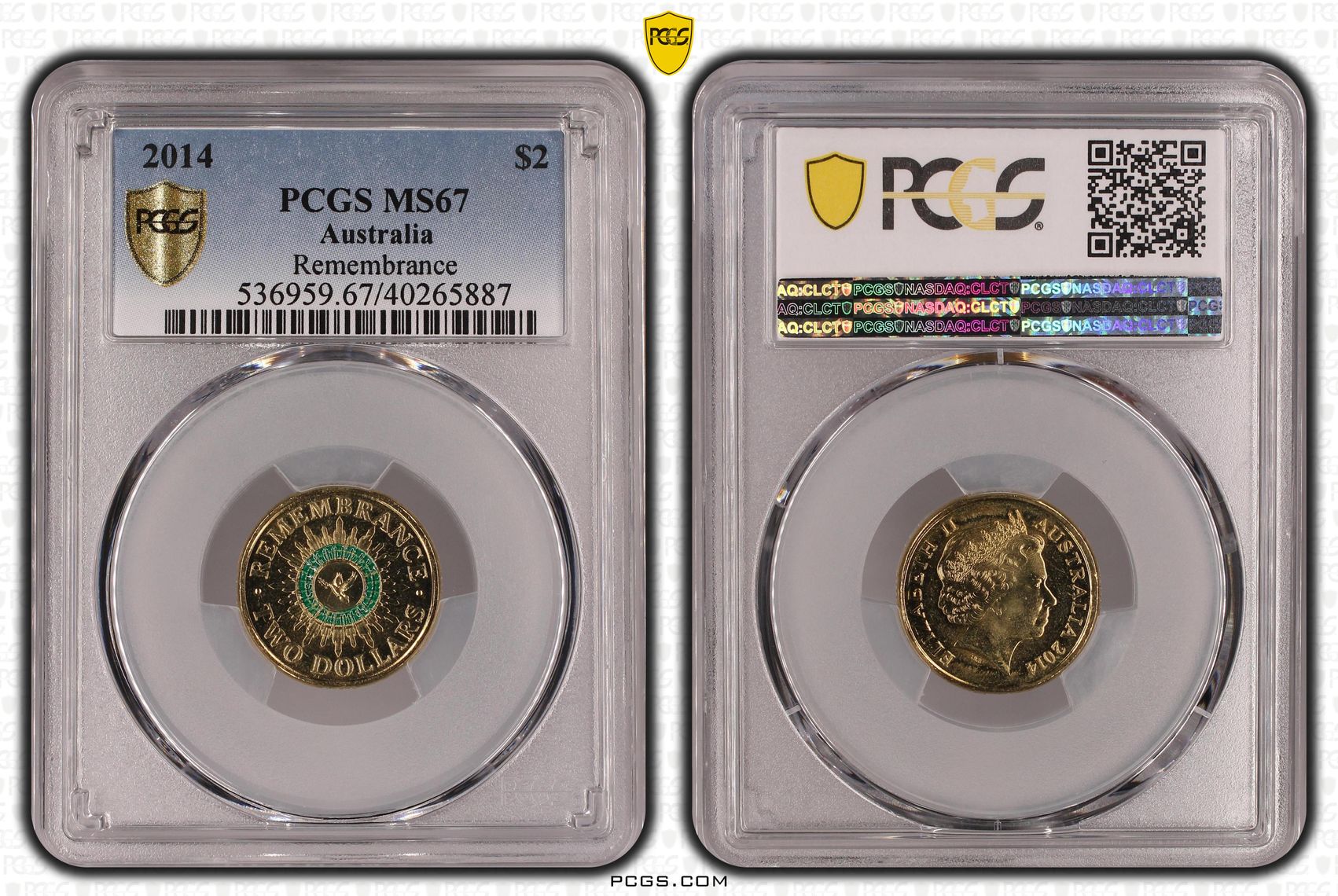259 · 2014 Australia Two Dollar, $2 Remembrance PCGS - MS67 -887