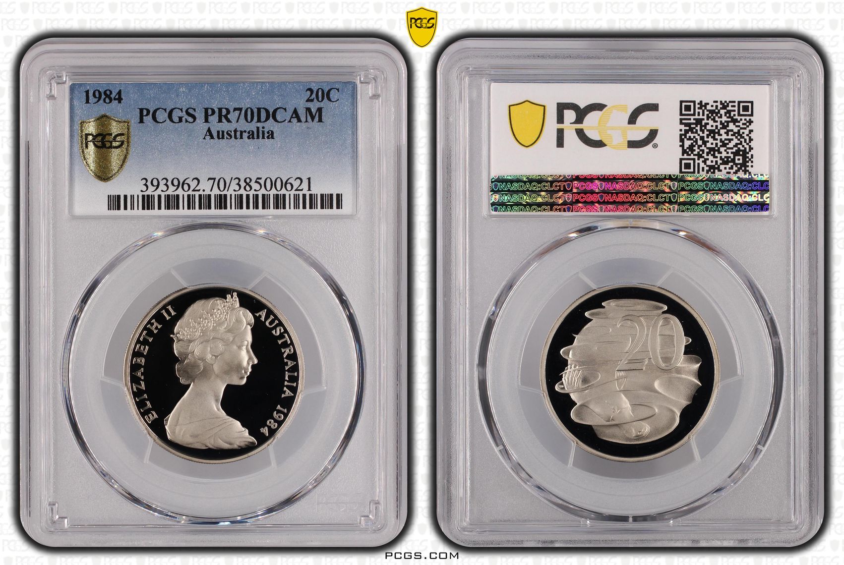 Top pop, Twenty Cent, 1984, PCGS PR70DCAM