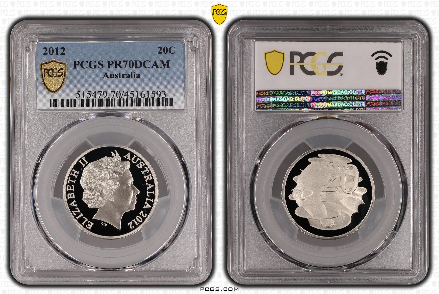 Elizabeth II, Twenty Cent, 2012, PCGS PR 70DCAM