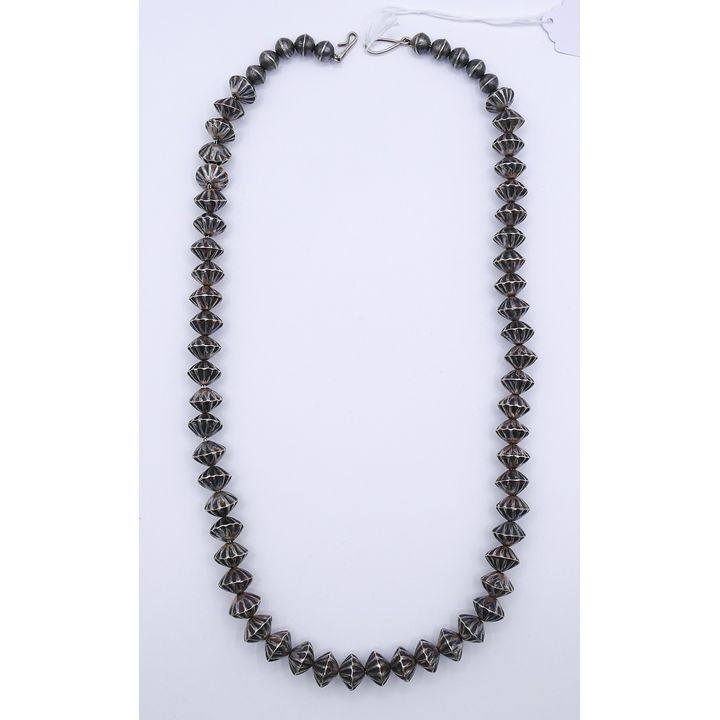 Old Navajo Silver Bead Necklace 26'' - 102 grams