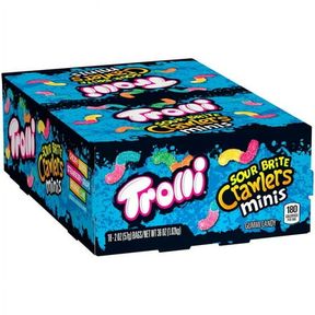 TROLLI SOUR BRITE CRAWLERS MINIS GUMMY CANDY BAGS, 2 OZ (18 COUNT)