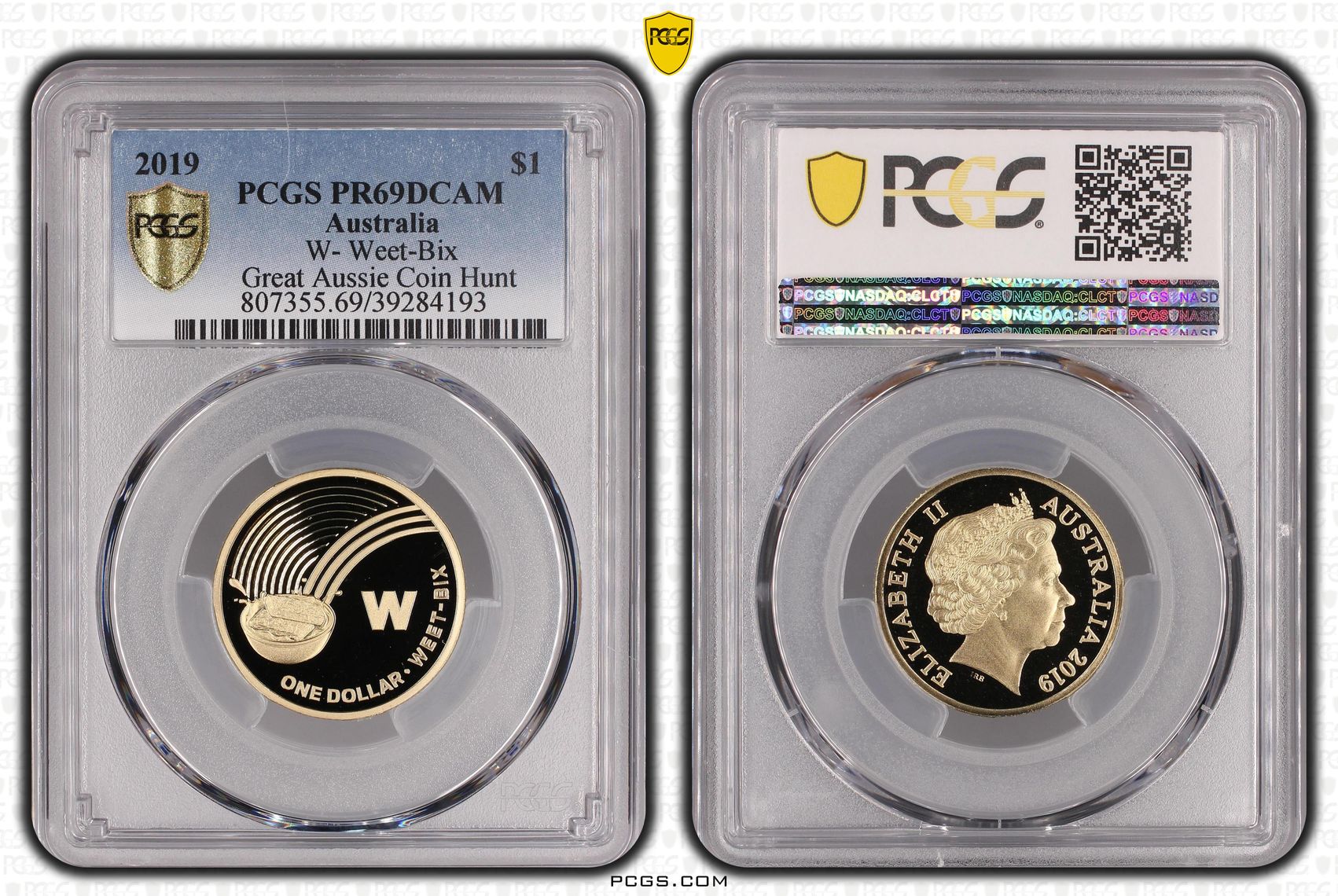 W- Weet-Bix Great Aussie Coin Hunt, One Dollar, 2019, PCGS PR69DCAM