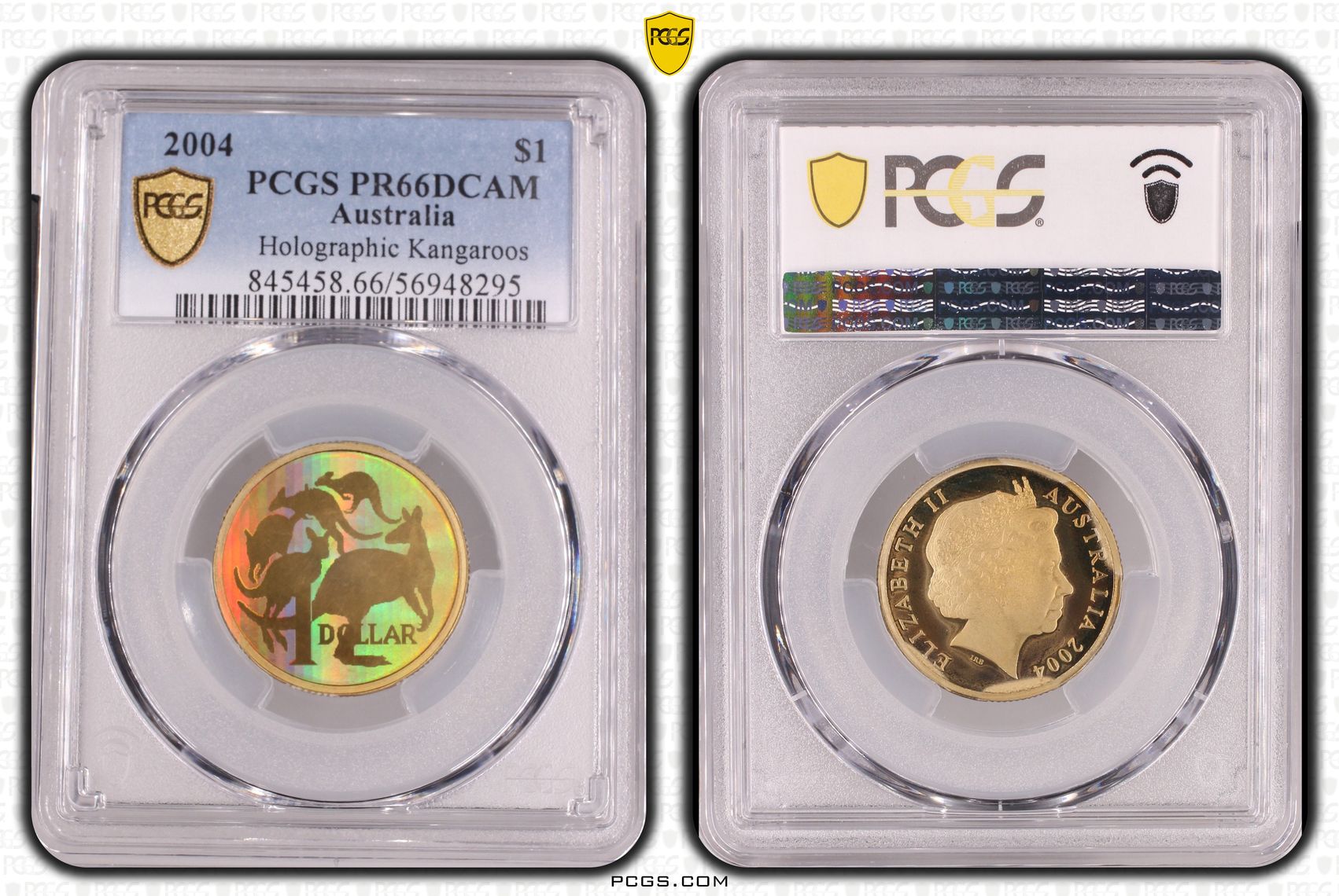 Holographic Kangaroos, One Dollar, 2004, PCGS PR66DCAM