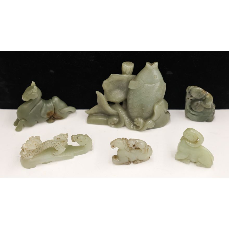 6pc Chinese Jade Animal & Figure Carvings