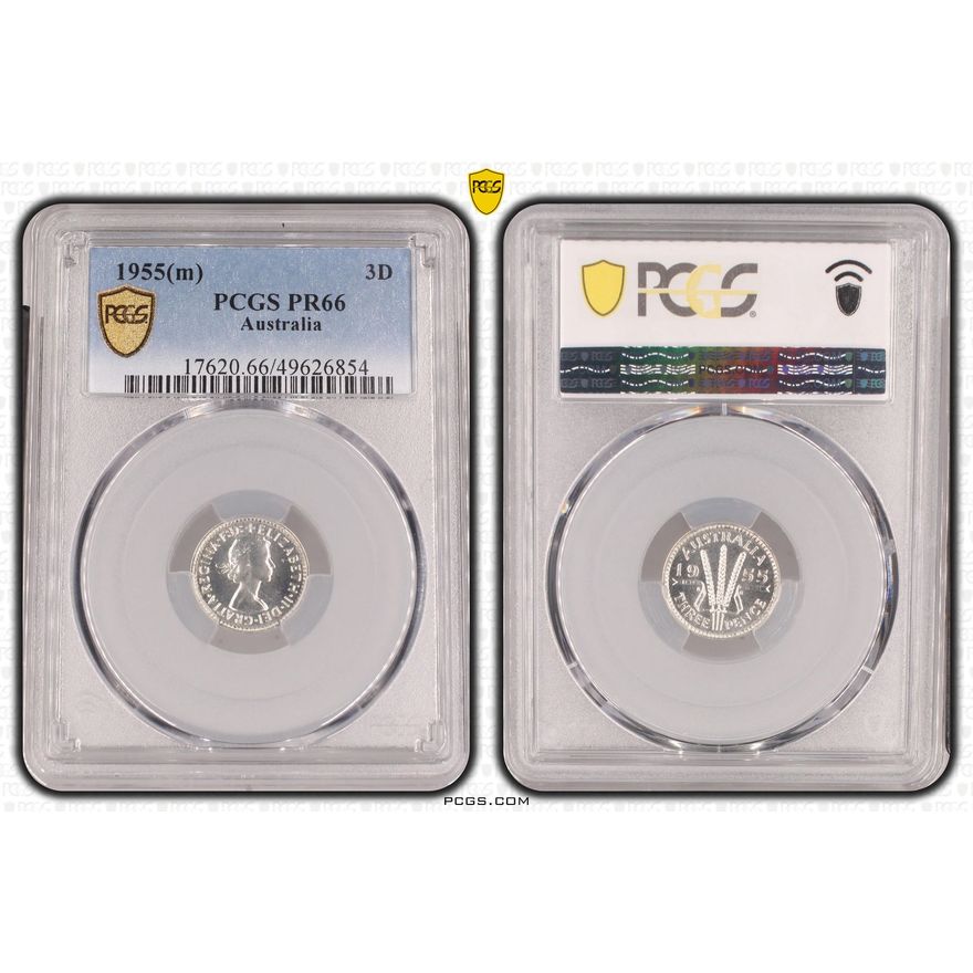 Elizabeth II, Threepence, 1955(m), PCGS PR66