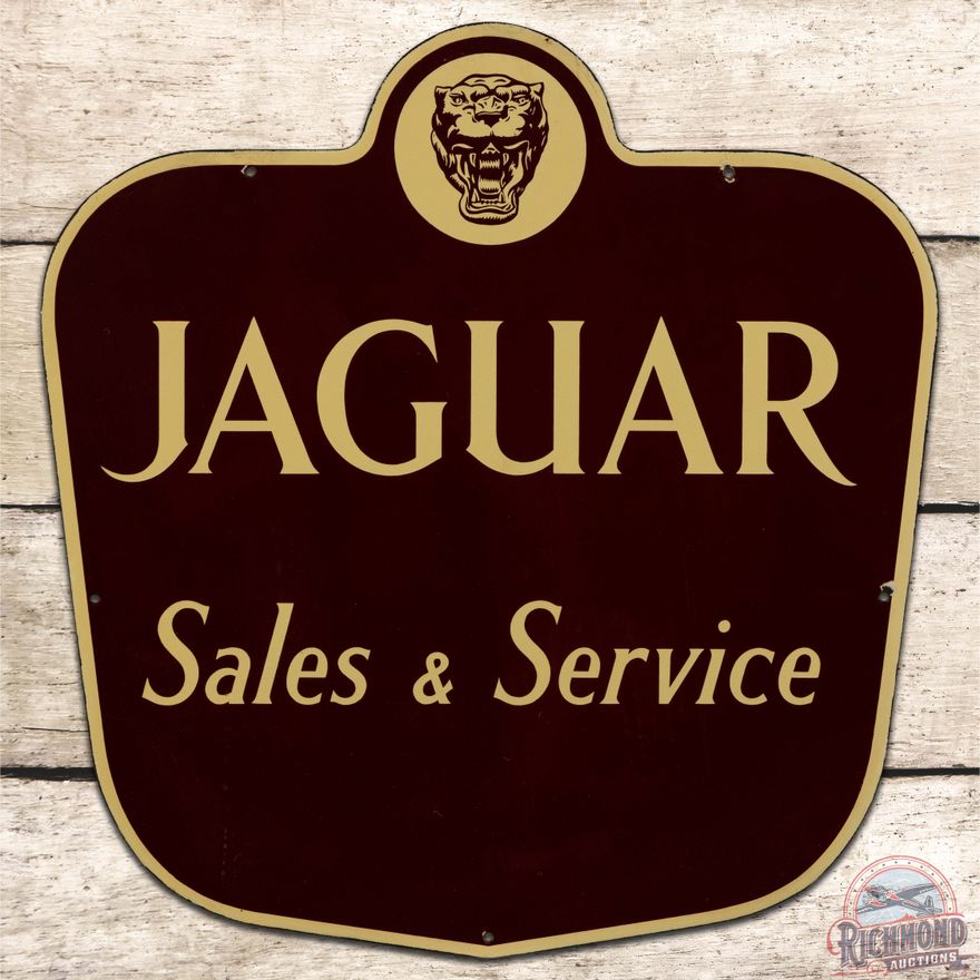 Rare Small Jaguar Sales & Service Sign w/ Logo