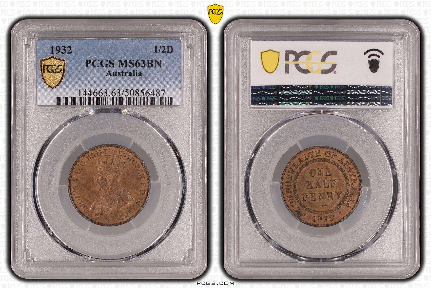 Halfpenny, 1932, PCGS MS63BN