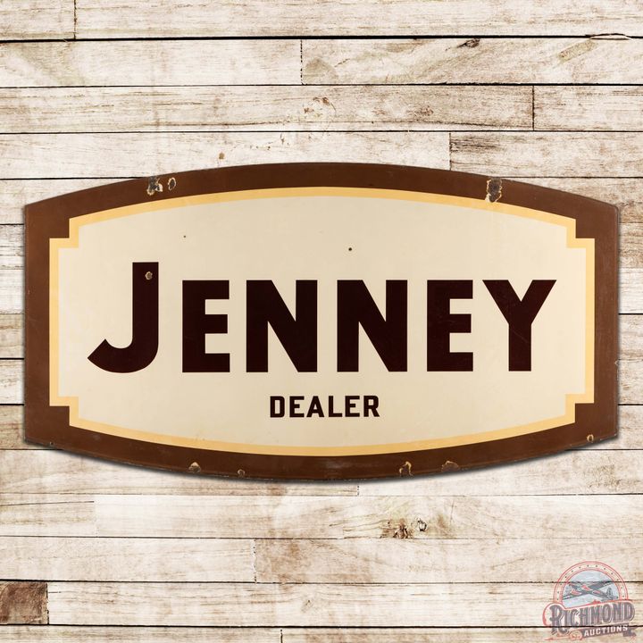 Scarce Jenney Gasoline Dealer 7' Double Sided Porcelain ID Sign