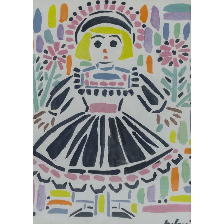 Helmi Juvonen ''Flower Girl'' Tempera