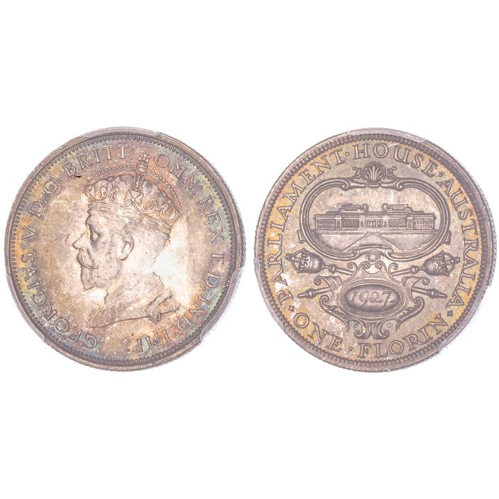 George V, Florin, 1927, PCGS MS 65