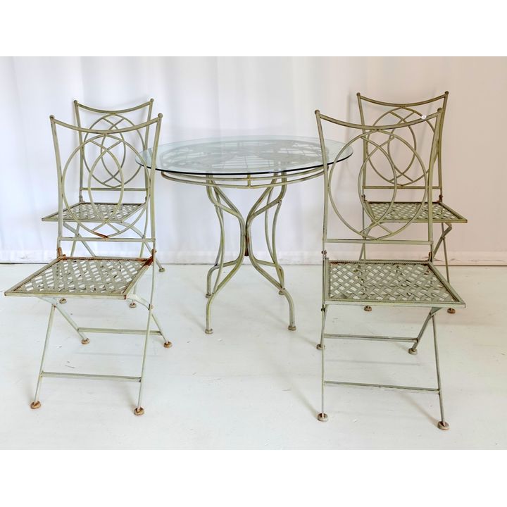 METAL GARDEN TABLE AND 4 CHAIRS