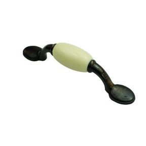 3" DIY D COR HUB - 3 IN OIL-RUBBED BRONZE WITH BEIGE CERAMIC CABINET PULLS, 10-PACK