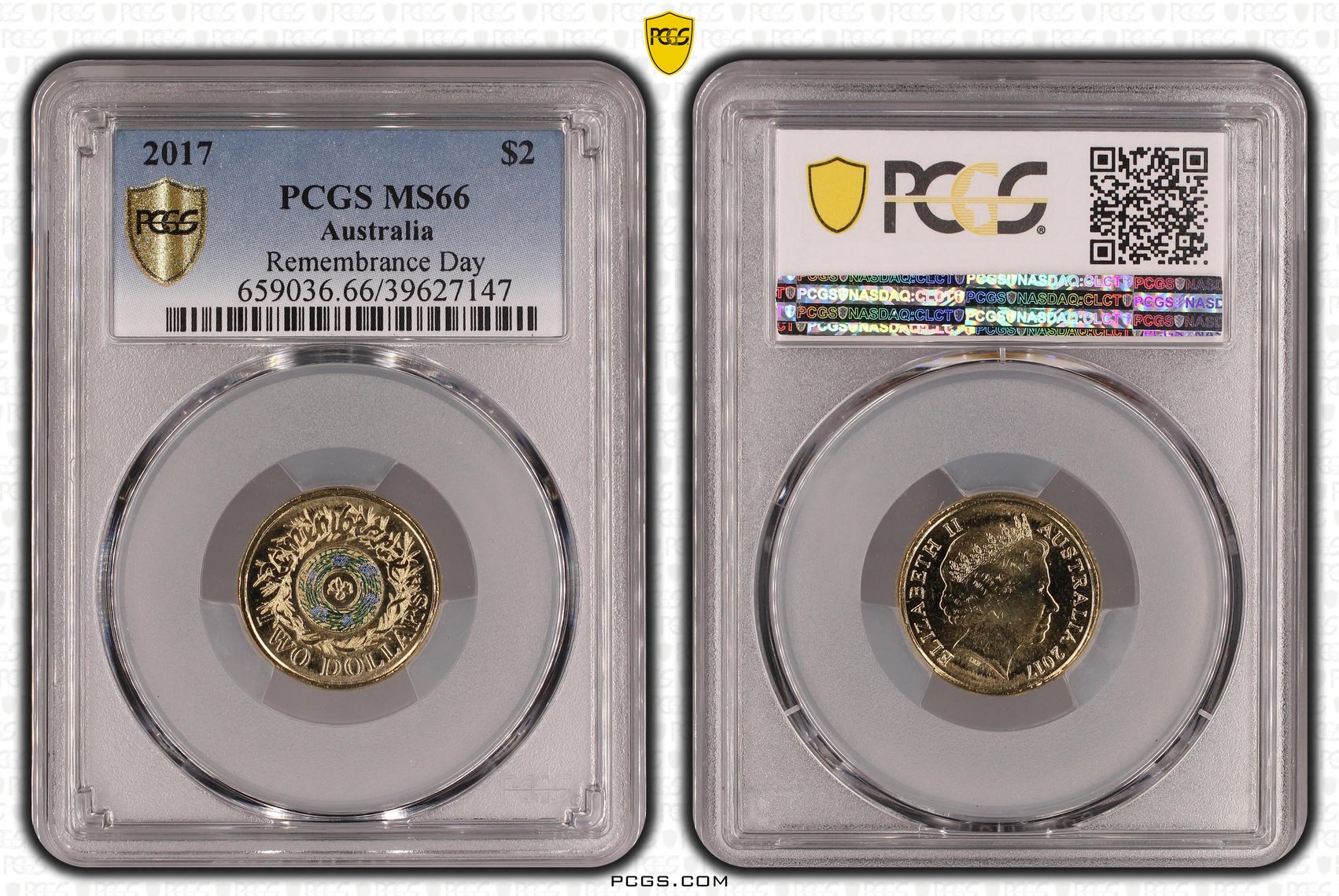 Remembrance Day Colorized, Two Dollar, 2017, PCGS MS66