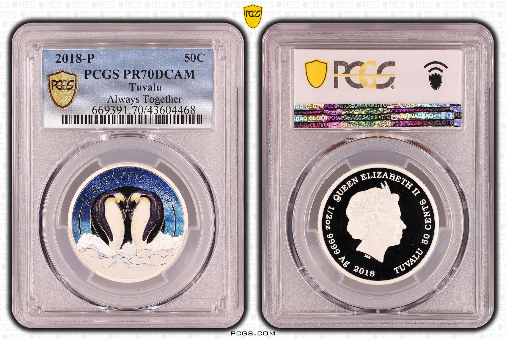 2018-P Tuvalu Fifty Cent, 50c Silver Proof Always Together PCGS - PR70DCAM POP 1/0 -468