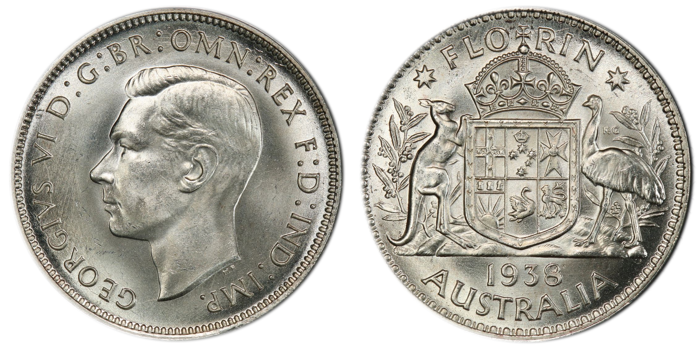 George VI, Florin, 1938, PCGS MS64+