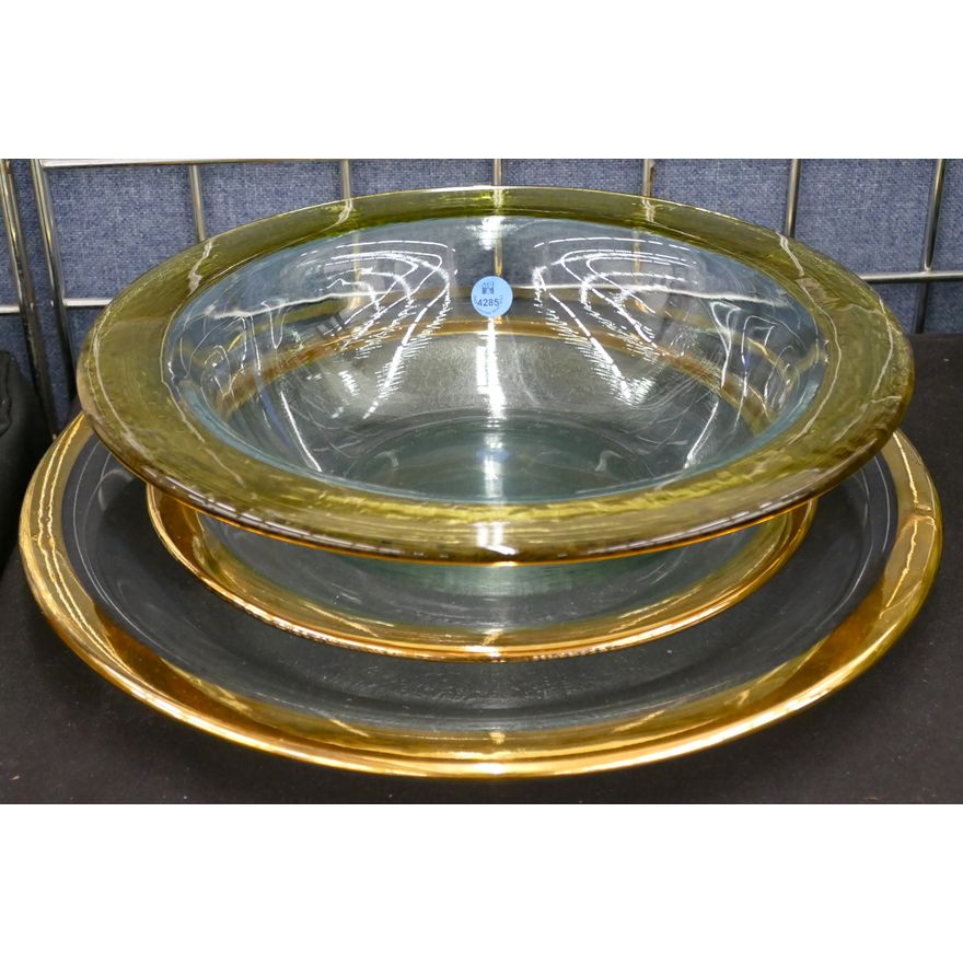 3pc Gilt Rim Centerpiece Dishes 14.5''