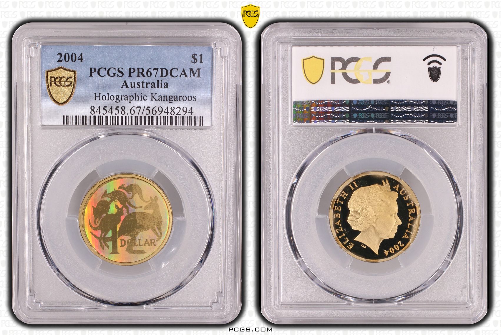 Holographic Kangaroos, One Dollar, 2004, PCGS PR67DCAM