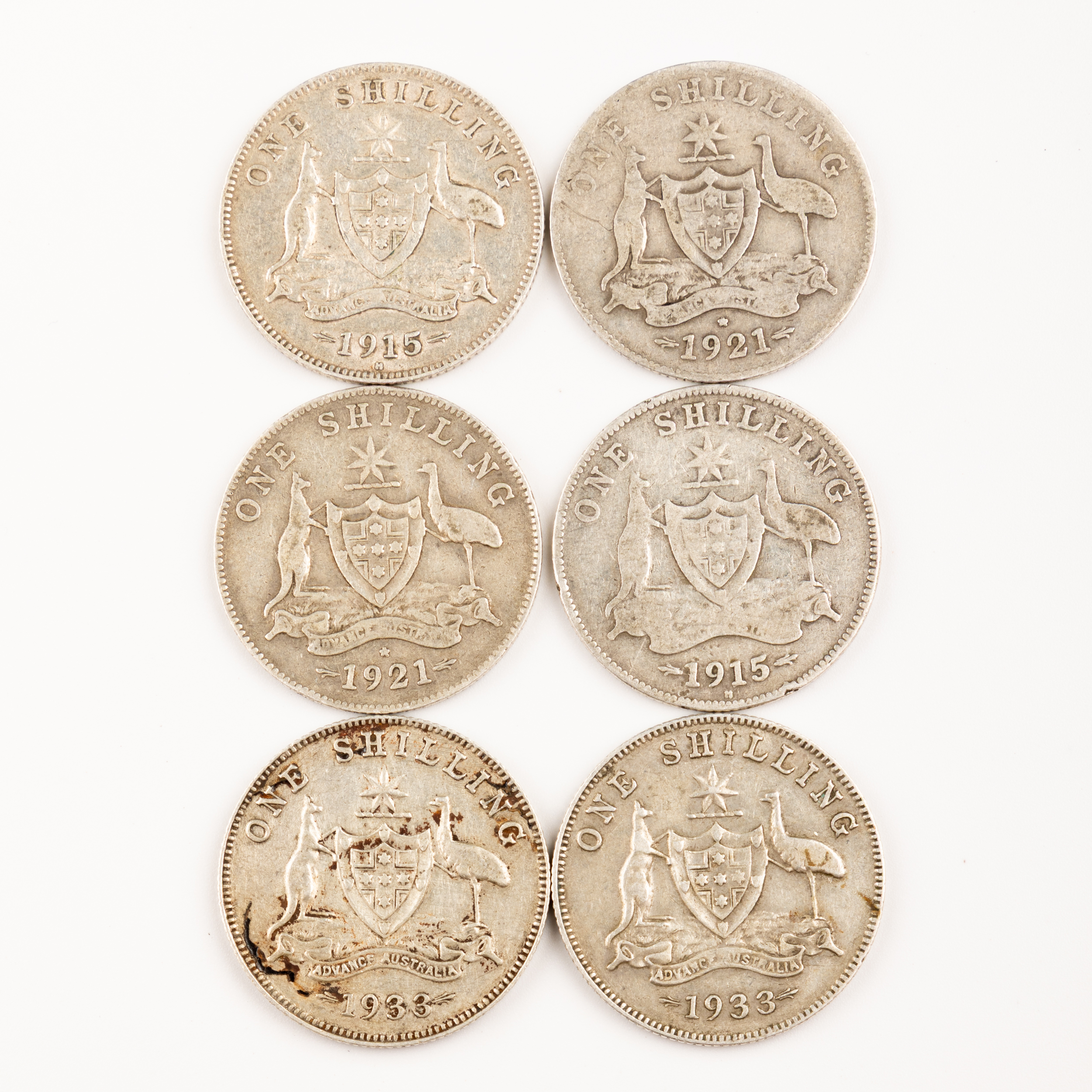George V, Shilling, 1915 - 1933, G - F