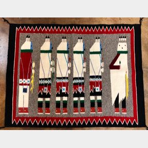 Pictorial Yei Be Chai Themed Navajo Textile