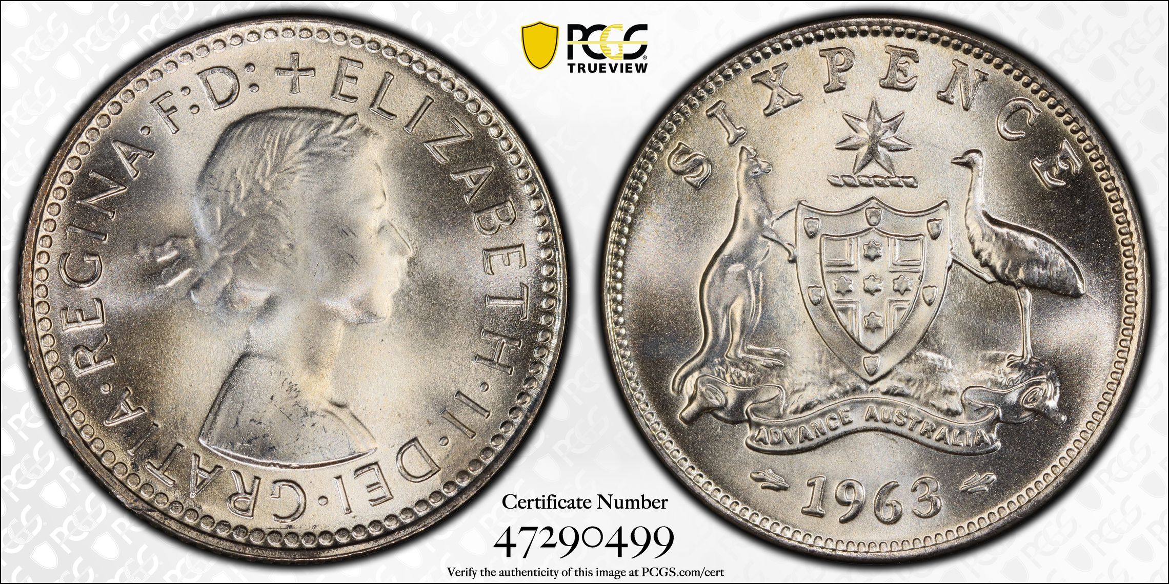 Sixpence, 1963(m), PCGS MS66