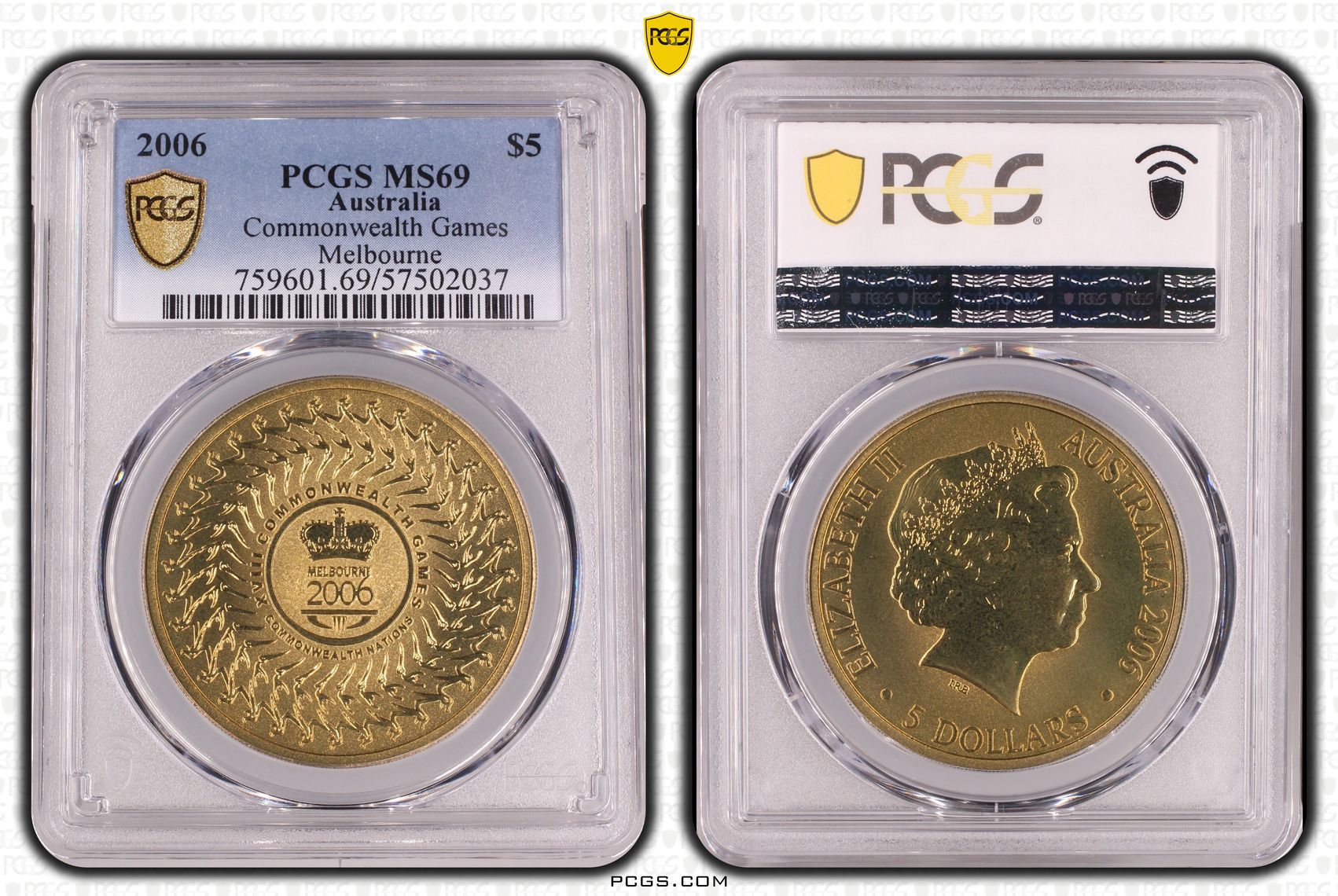 Commonwealth Games Melbourne, Five Dollar, 2006, PCGS MS69